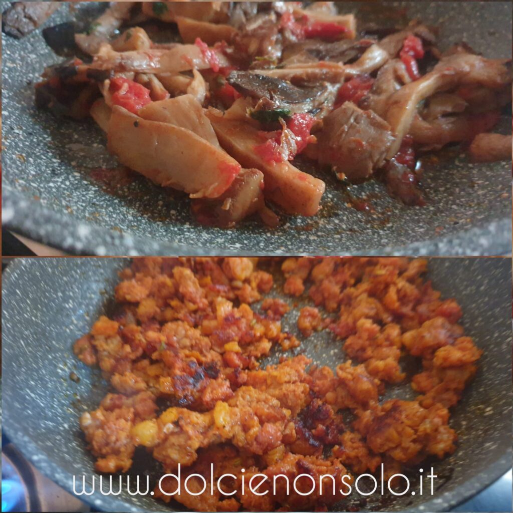 funghi cardoncelli e salsiccia